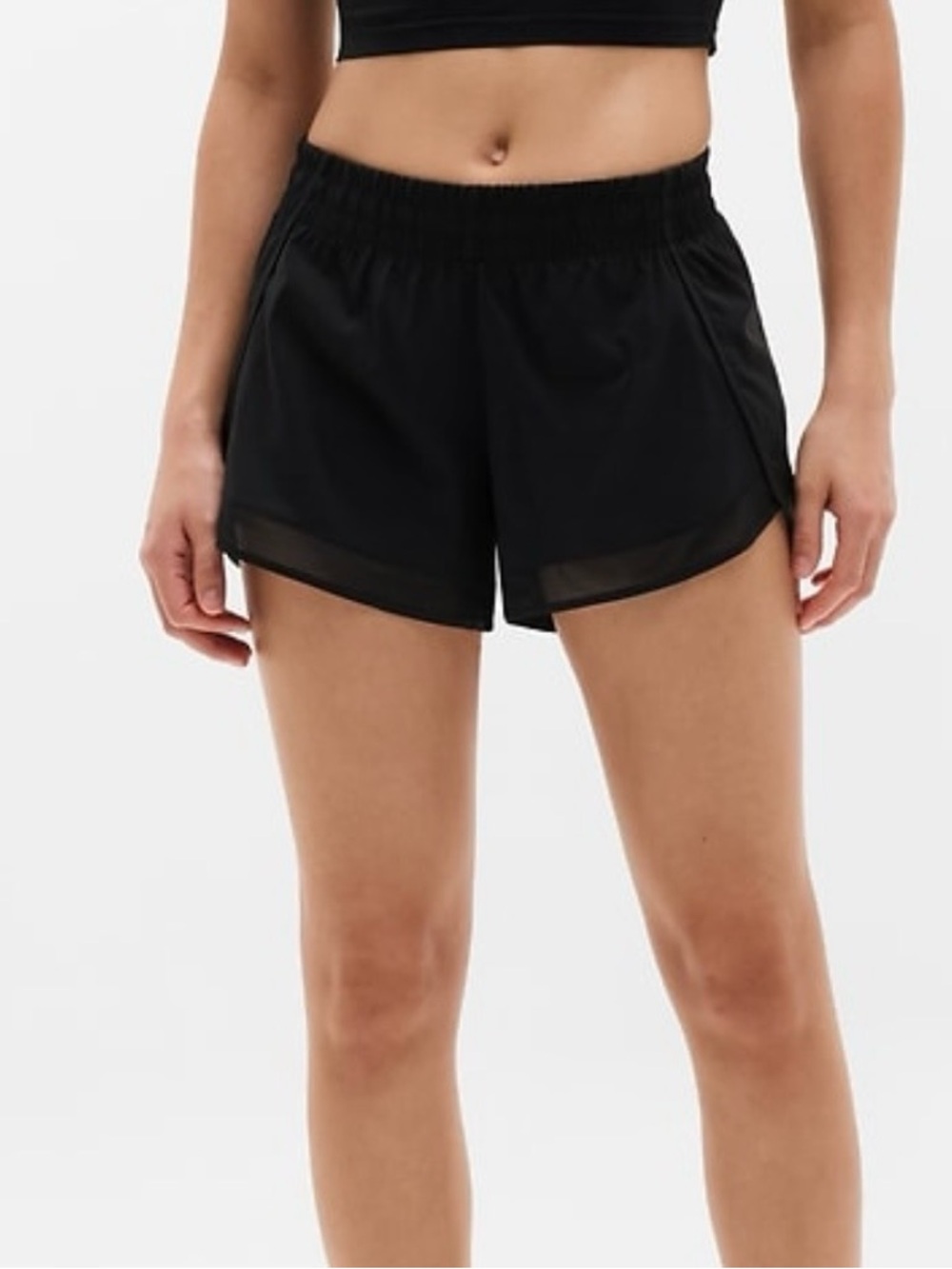 Athleta Mesh Racer Run Shorts.
